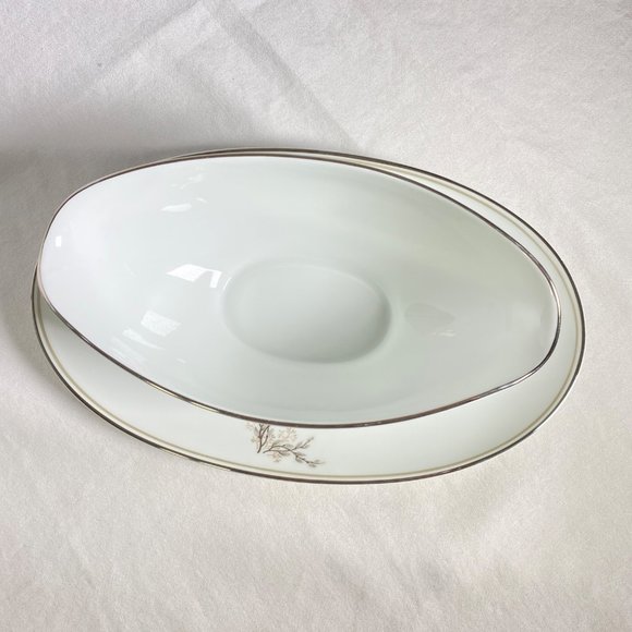 Noritake Porcelain Gravy Boat with Attached Underplate Candice Pattern Japan - Picture 8 of 11
